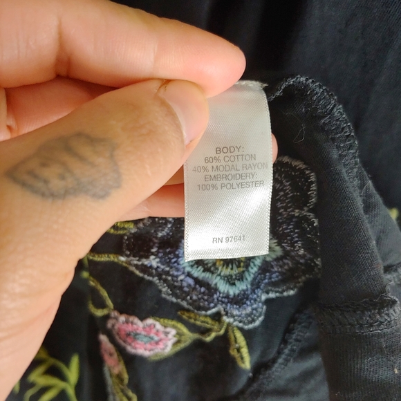 J. Jill Black Embroidered Floral Swing Tank Dress - Picture 3 of 5